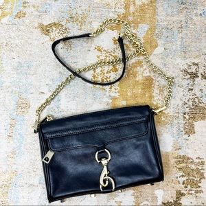 Rebecca Minkoff Black Leather Mini Mac Crossbody with removable strap